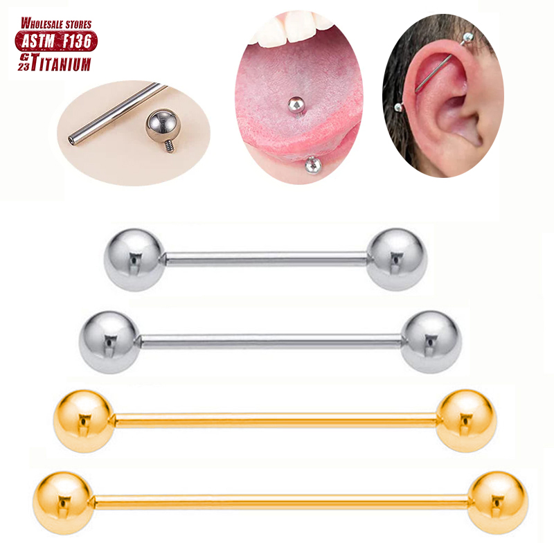 Tongue Barbell Straight - F136 Piercing de titanio 14G bolas