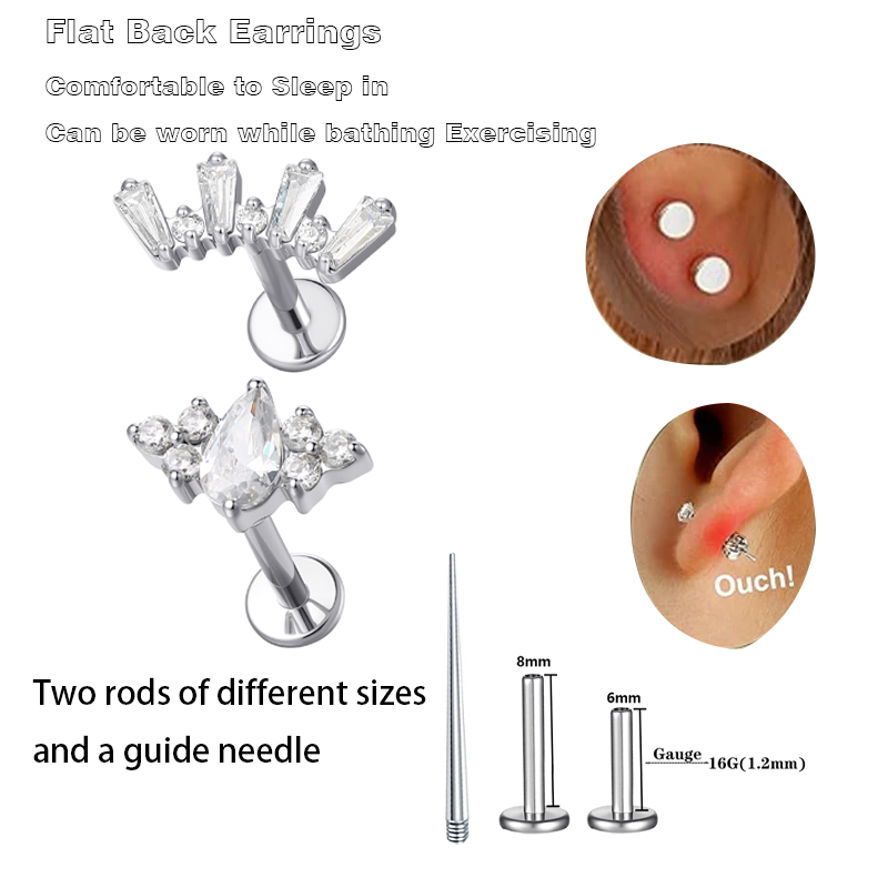 Tragus Flat Back - 1 Pieza de Joyería para Piercing