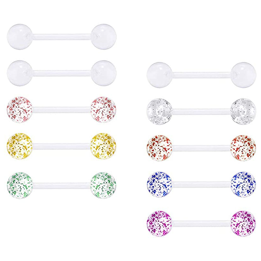 Tongue Barbell Straight - Bioflex-anillos de lengüeta transparentes, barra de