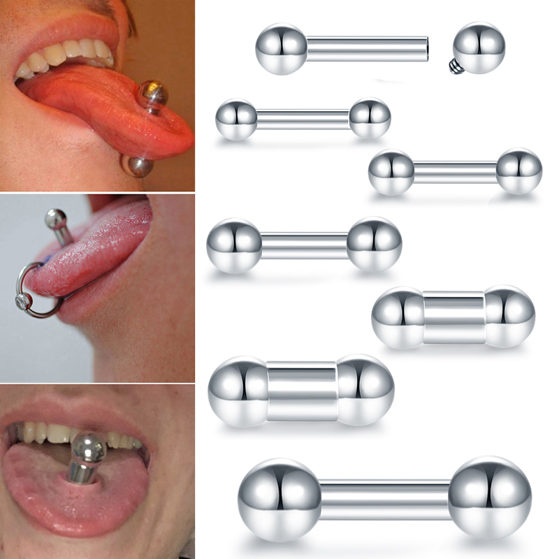 Tongue Barbell Straight - Piercing de acero de gran tamaño