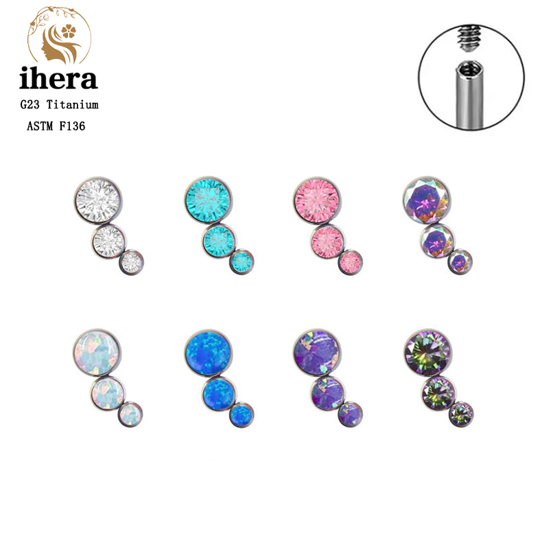 Body Jewelry Lip Ring - Pendientes de titanio G23 con circonita