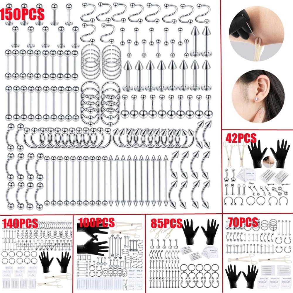 Body Jewelry Lip Ring - Kit de 150/140/85/70/42 Piezas para Piercing