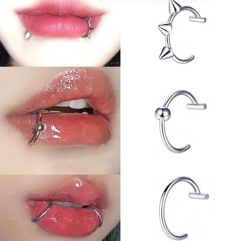 Body Jewelry Lip Ring - Anillo de nariz falso de acero
