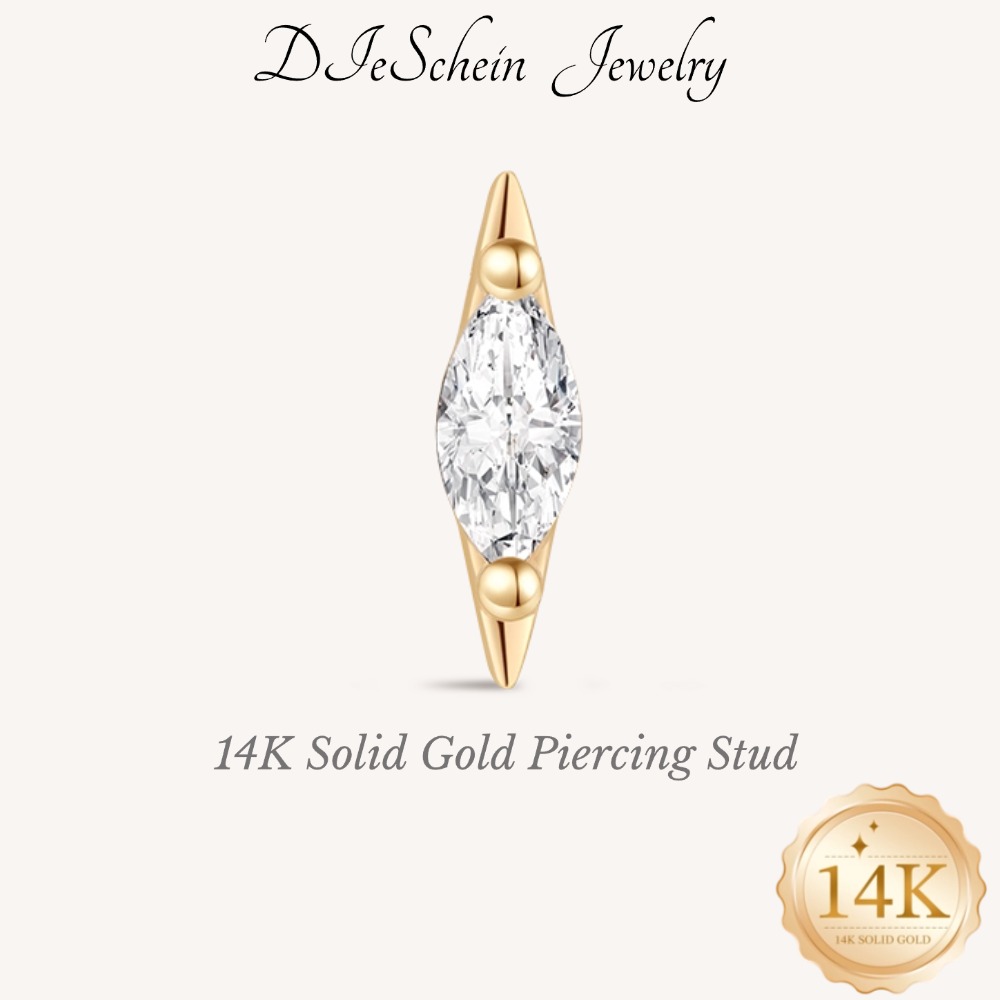 Tragus Flat Back - DIeSchein Pendientes de Oro Sólido de