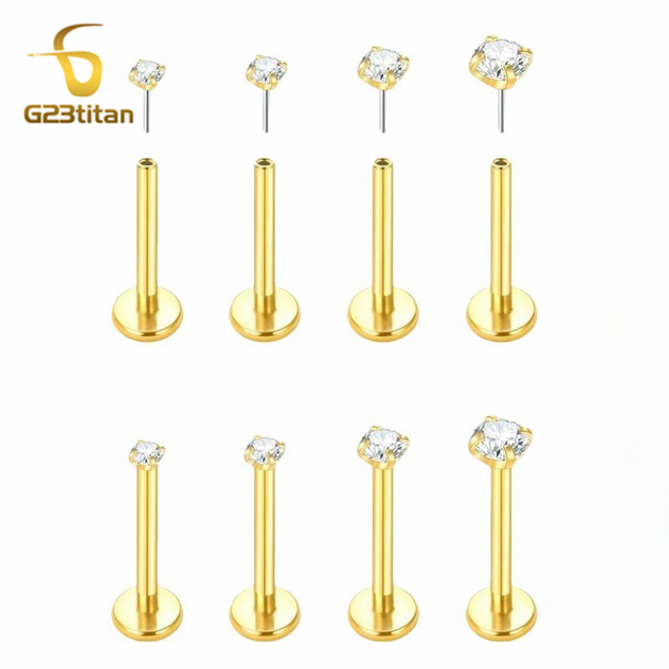 Tragus Flat Back - 2 piezas de Pendientes de Titanio