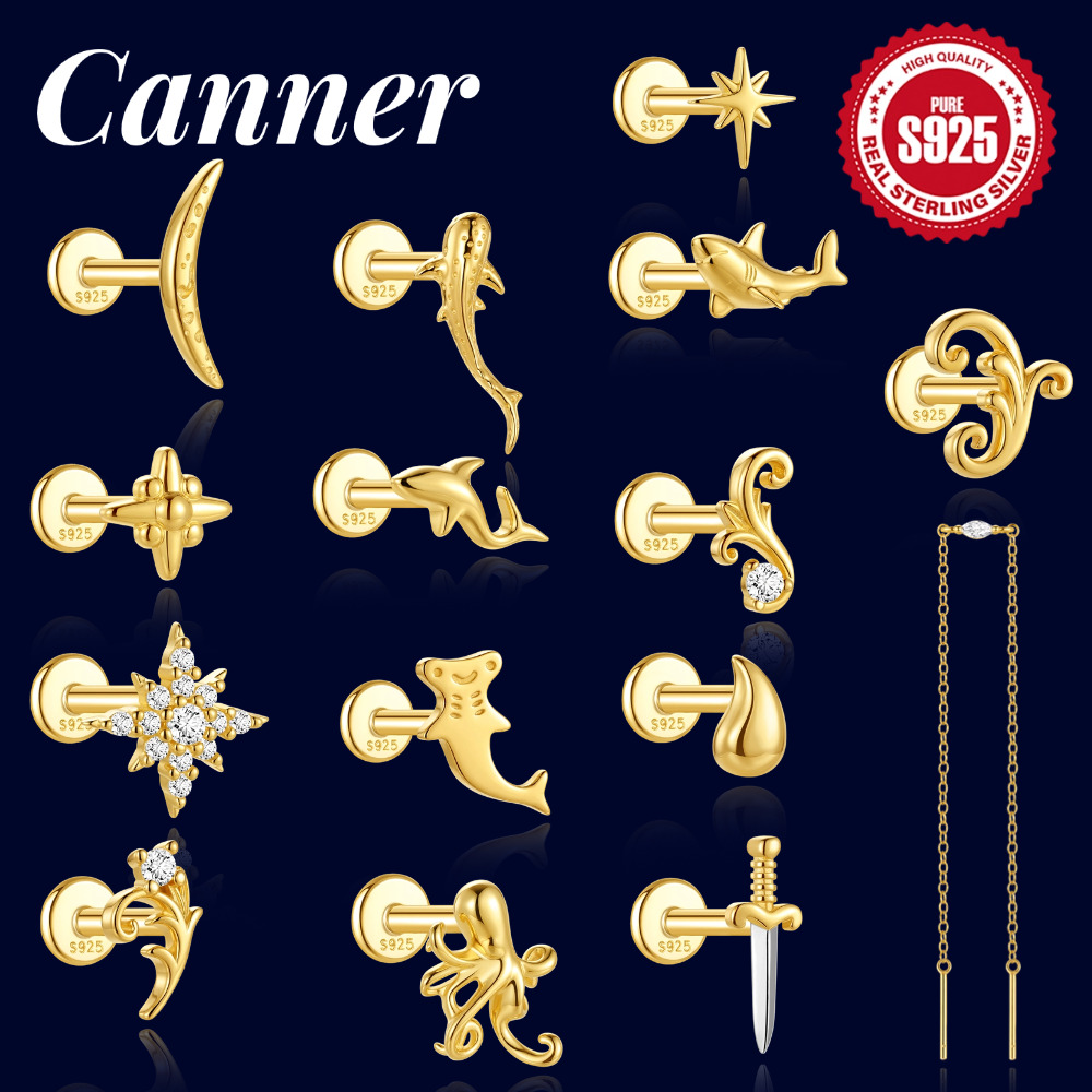 Tragus Flat Back - Canner Pendientes de Plata de Ley