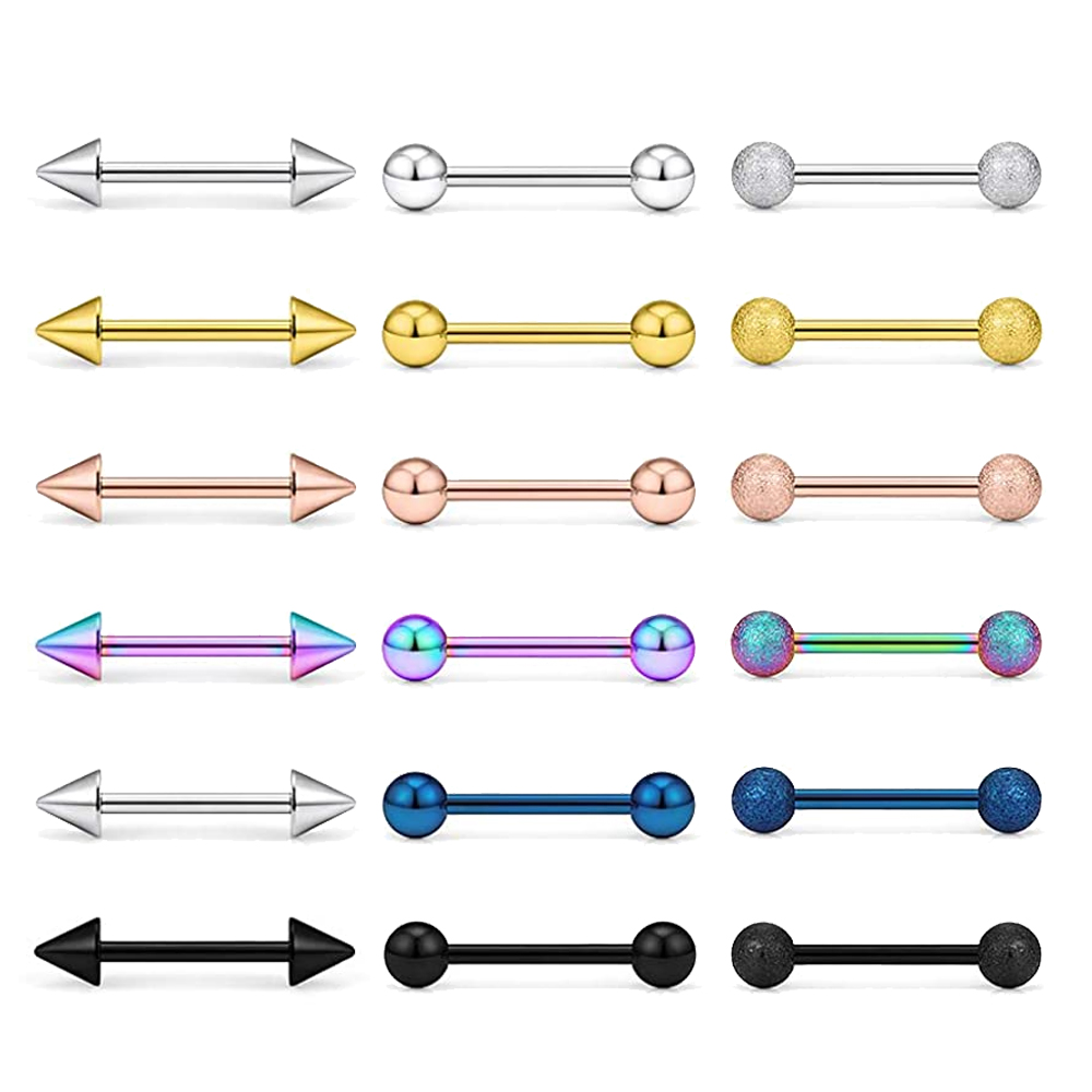 Tongue Barbell Straight - Anillos para lengua de 14G, barras