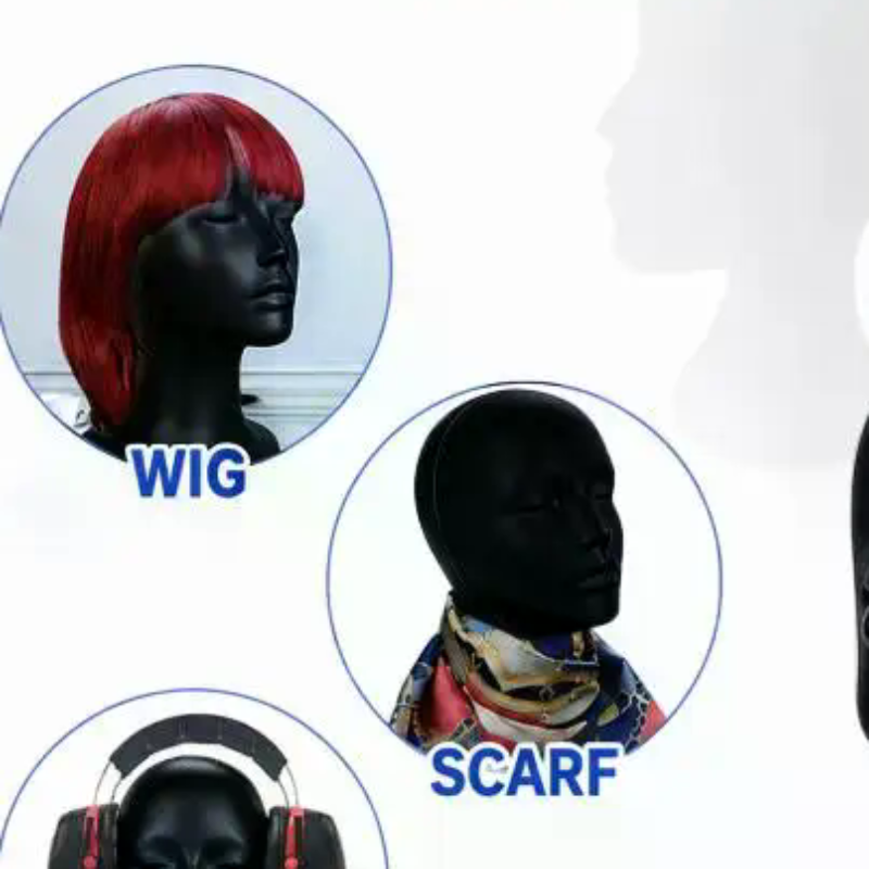 Body Jewelry Shop - Cabeza de maniquí de terciopelo negro,