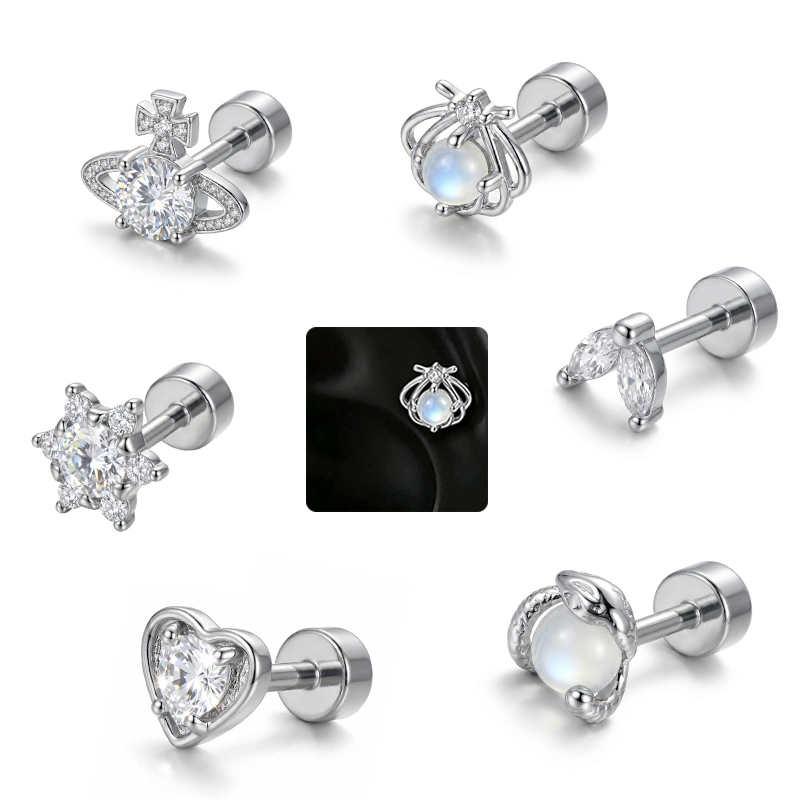 1PC Pendiente Hipoalergénico d - Tragus Flat Back reseña y precio