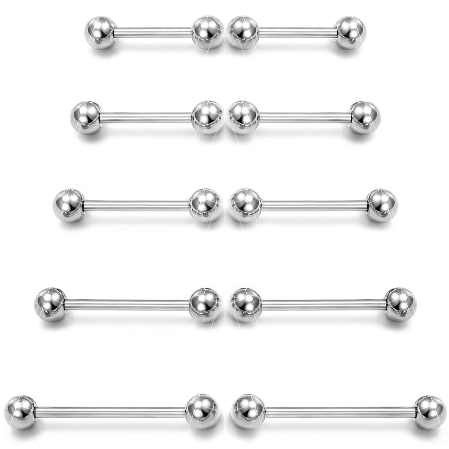 10 Uds. Anillos rectos de acer - Tongue Barbell Straight reseña y precio