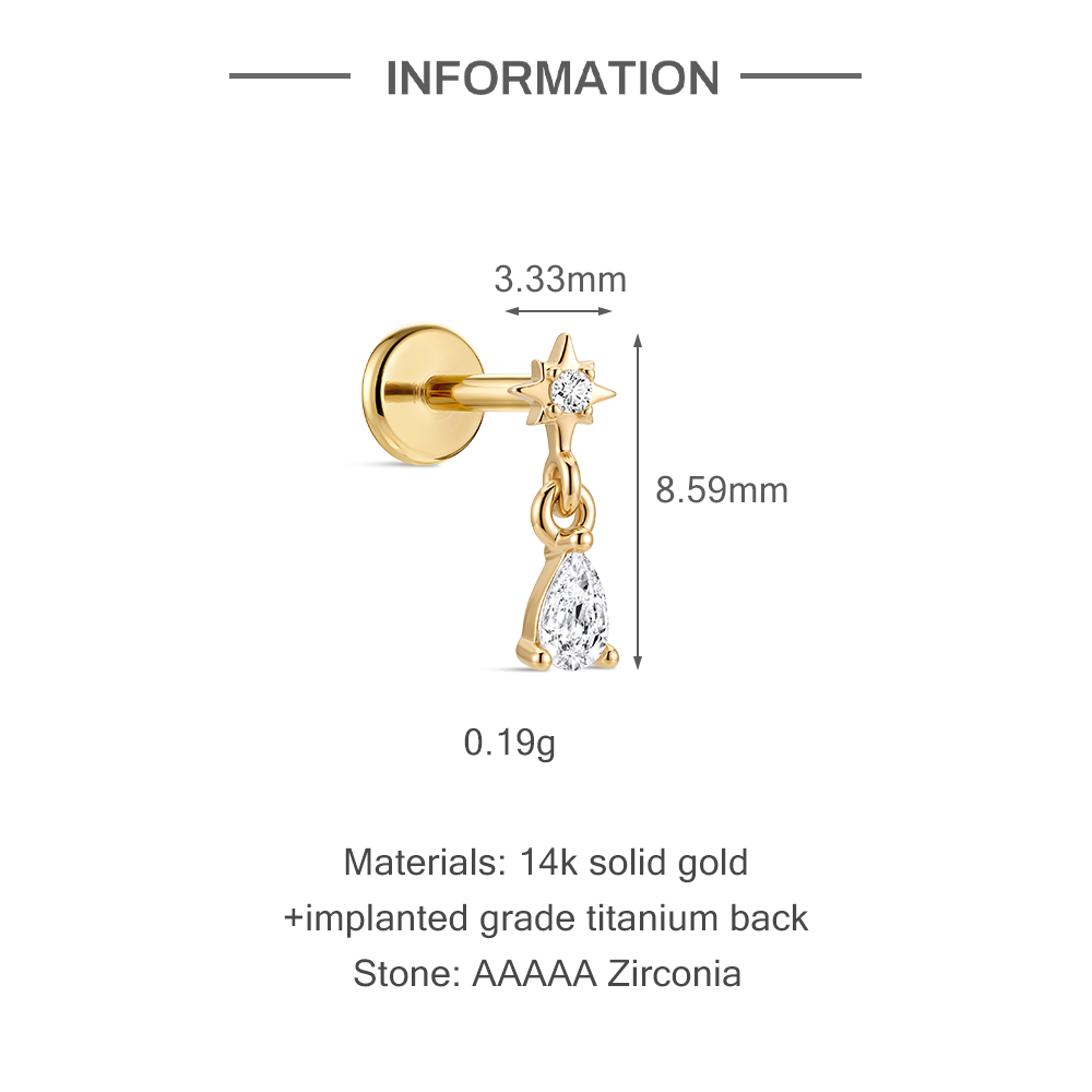 Pendientes de botón DIeSchein  - Tragus Flat Back reseña y precio