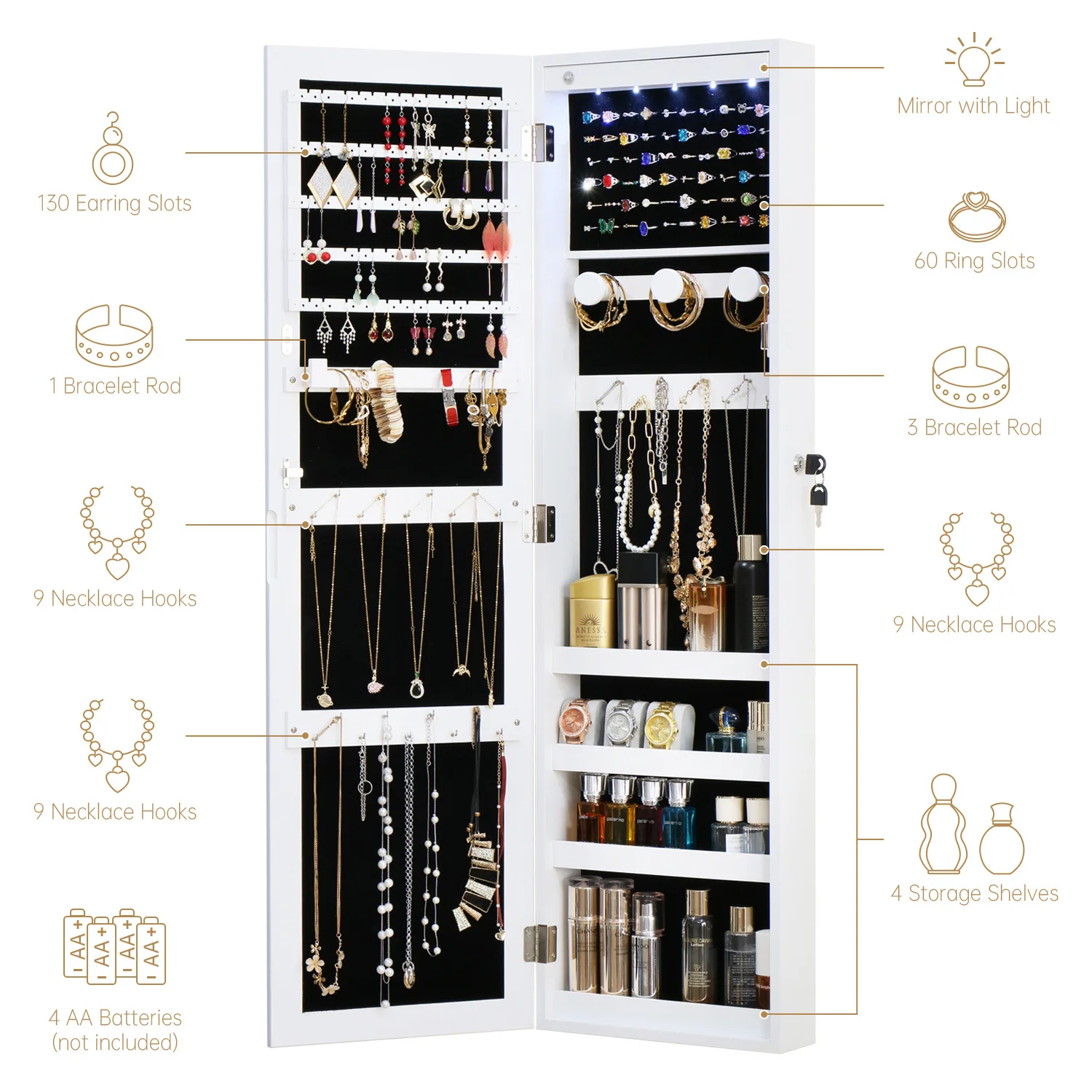 Armario de joyas con espejo, a - Body Jewelry Manufacturers reseña y precio