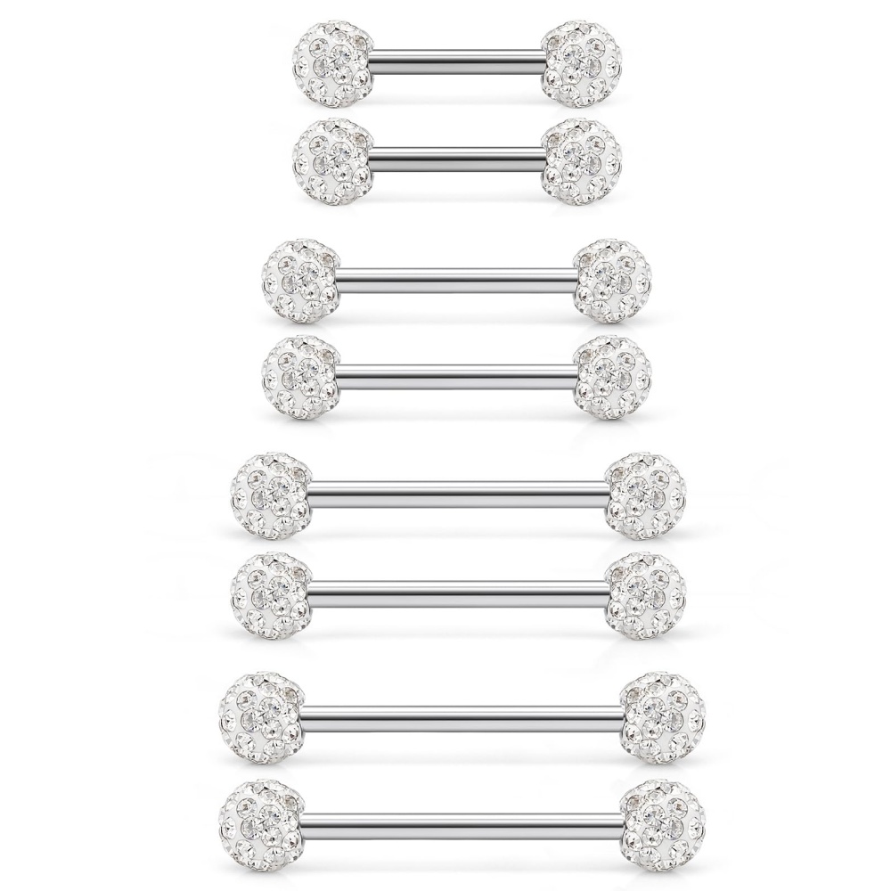8 piezas 14G CZ pavimentado bo - Tongue Barbell Straight reseña y precio